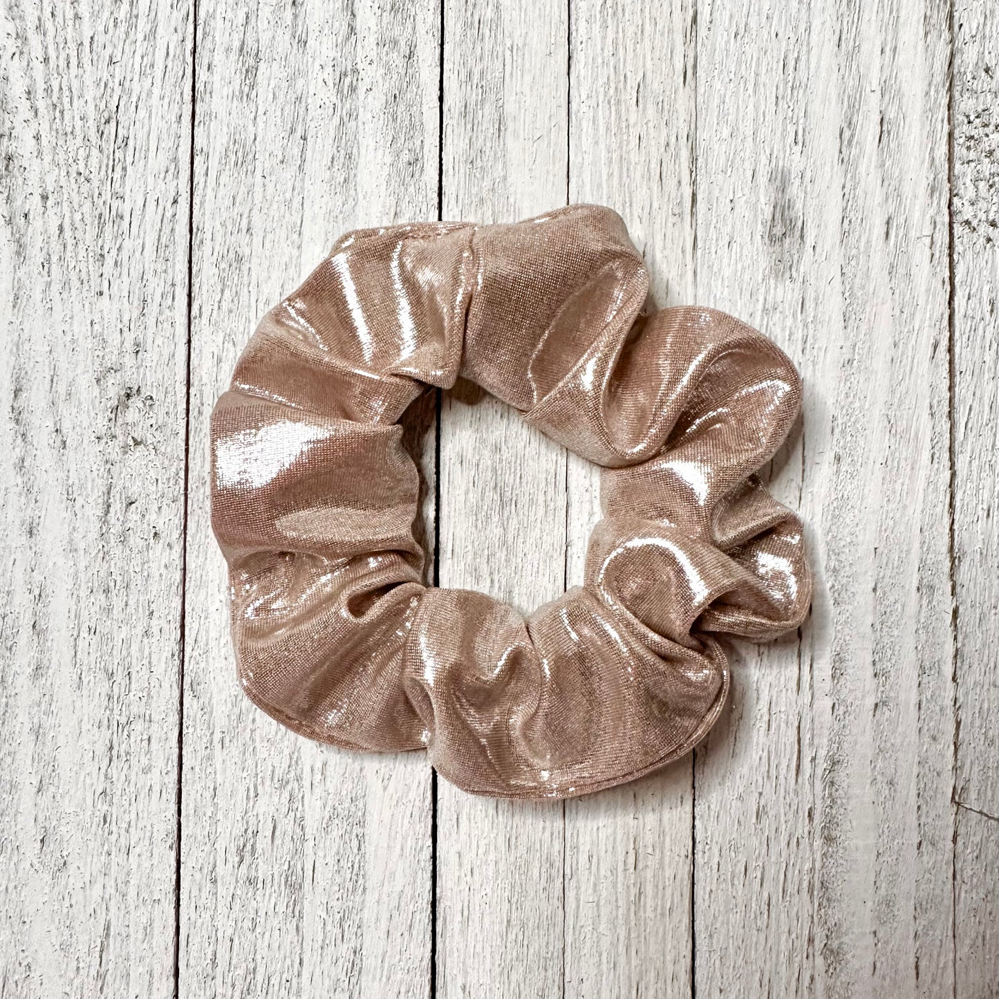 Chouchou métallique brillant rose doré