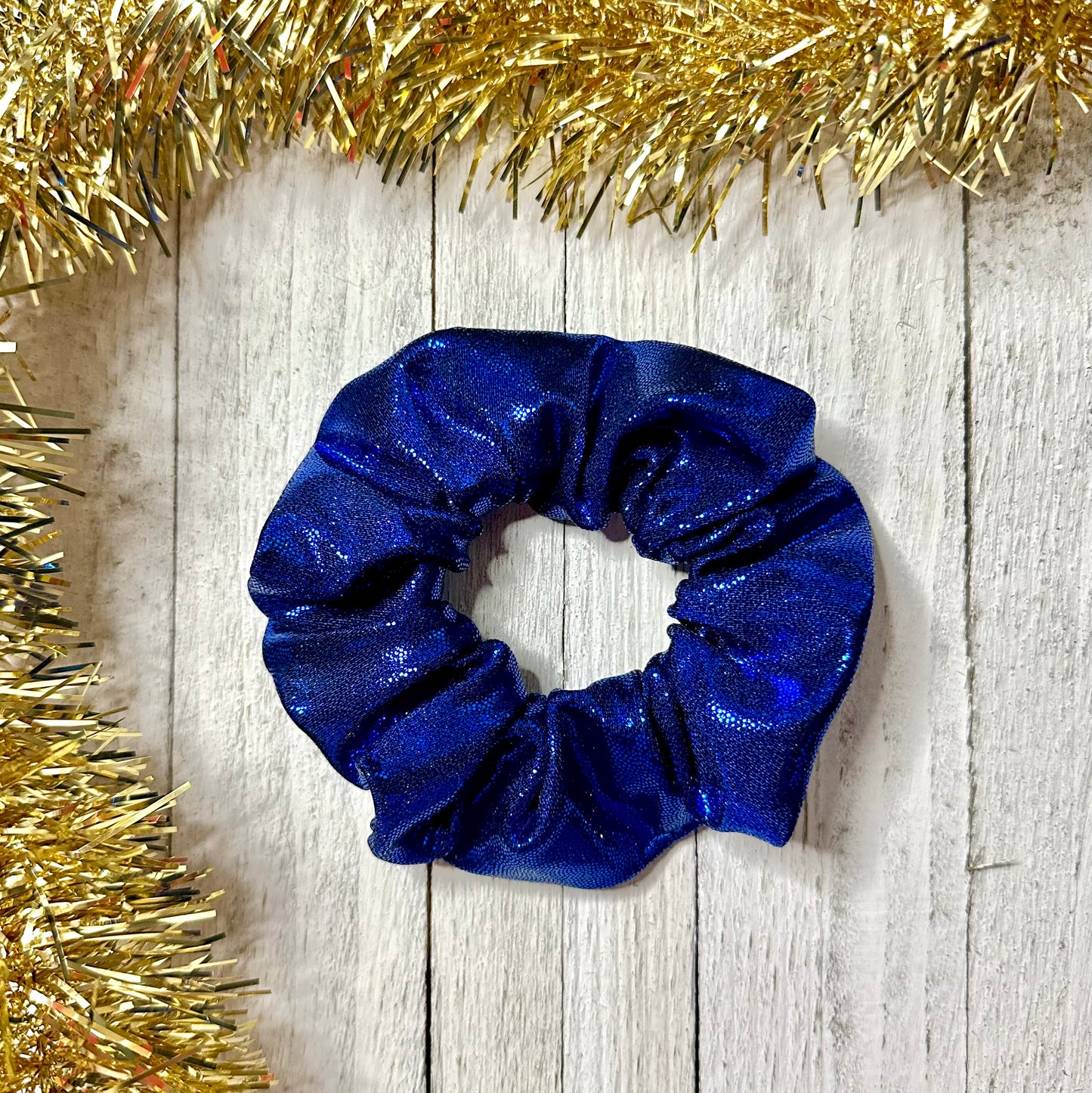 Chouchou bleu indigo brillant à paillettes