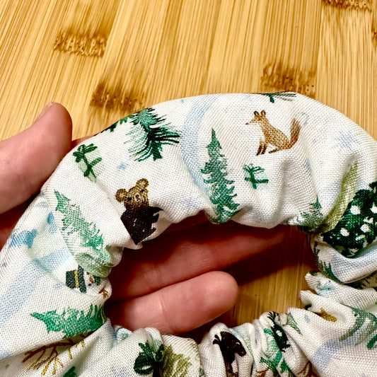 Scrunchie with christmas trees and forest animals