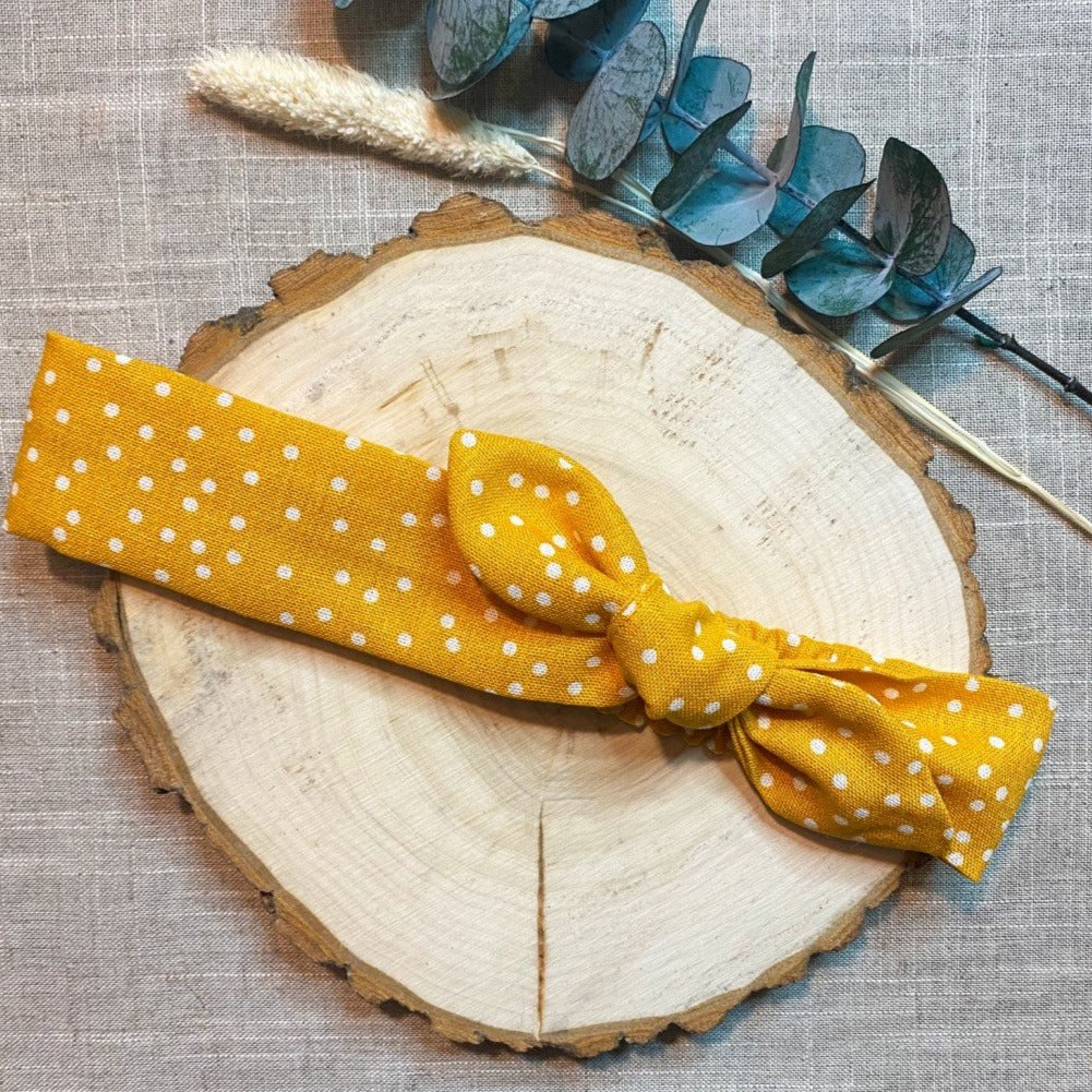 Bandeau cheveux avec boucle jaune à pois