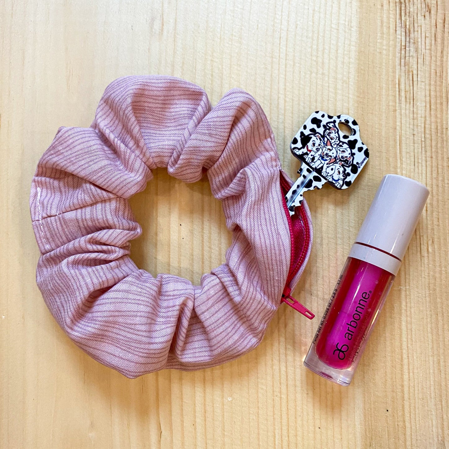 Chouchou cheveux à zipper pochette rose pâle