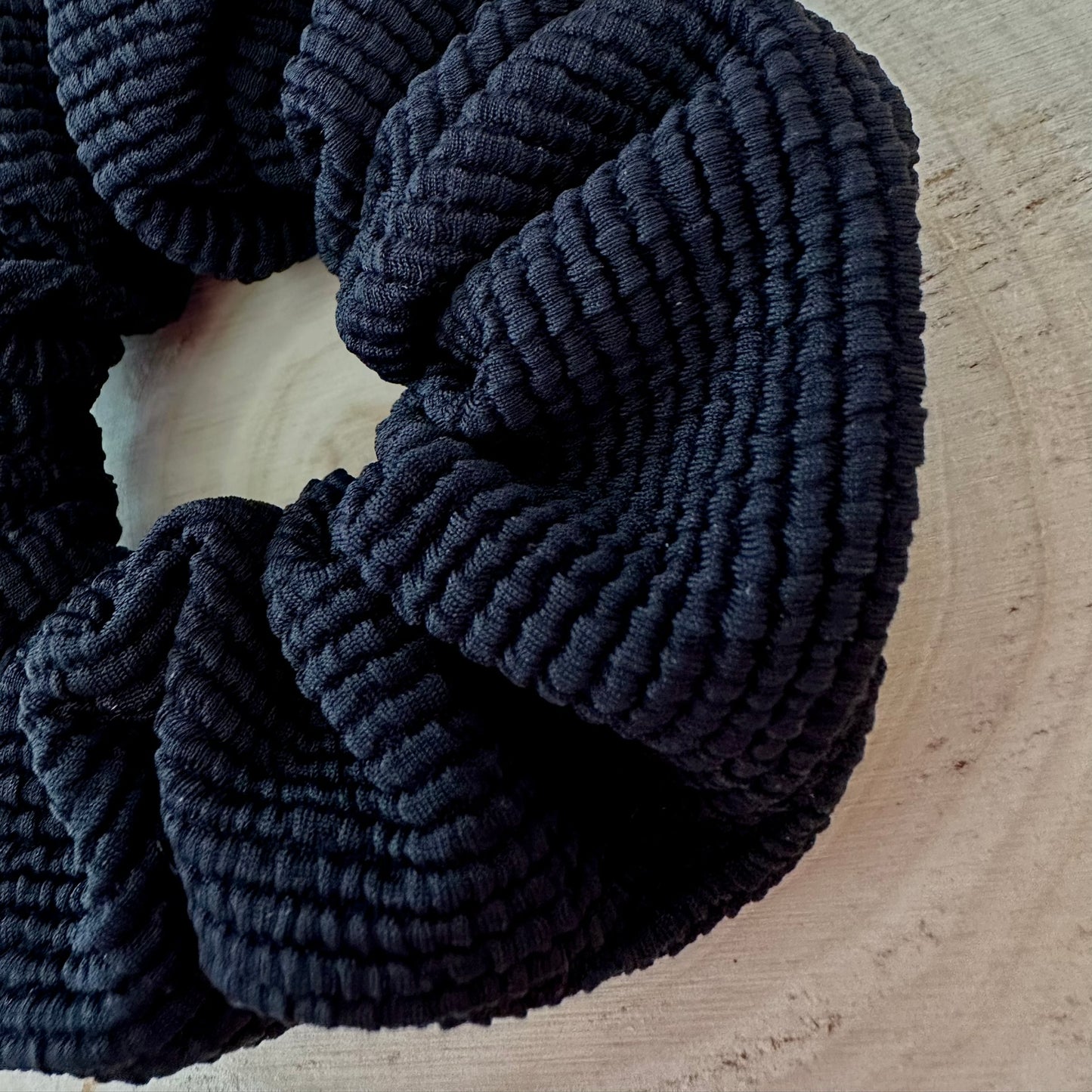 Black textured swim scrunchie