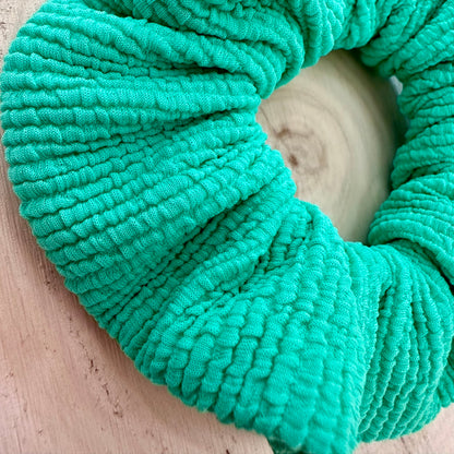 Tropical green textured swim scrunchie