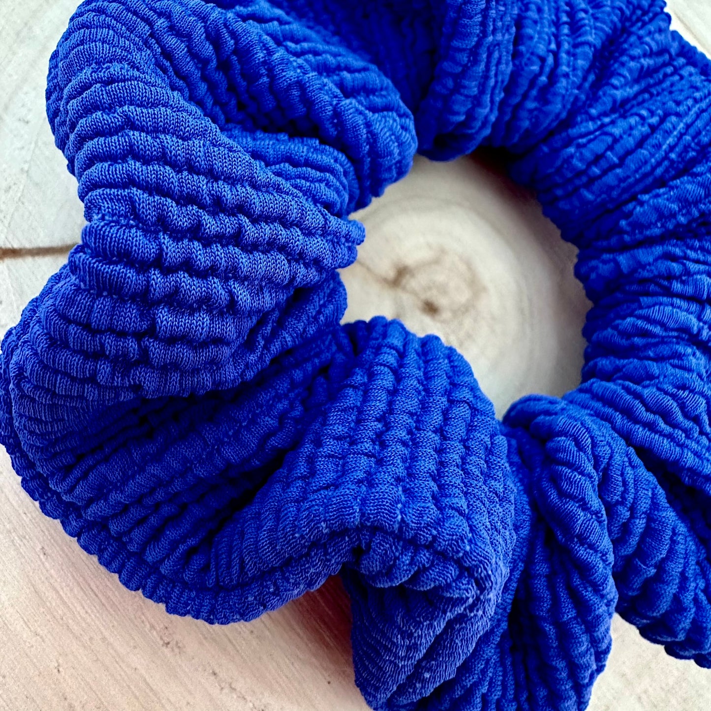 Indigo textured swim scrunchie