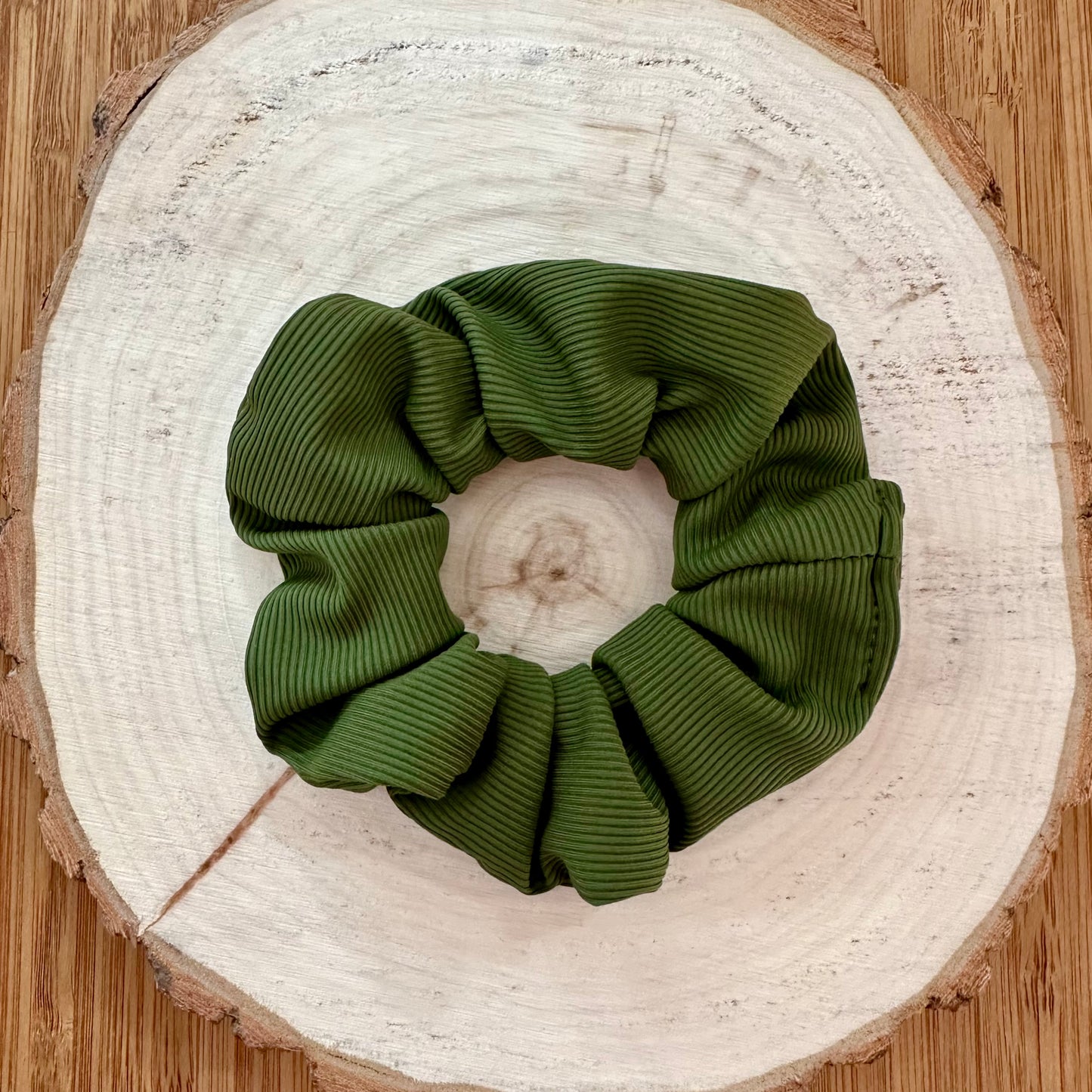 Olive ribbed swim scrunchie