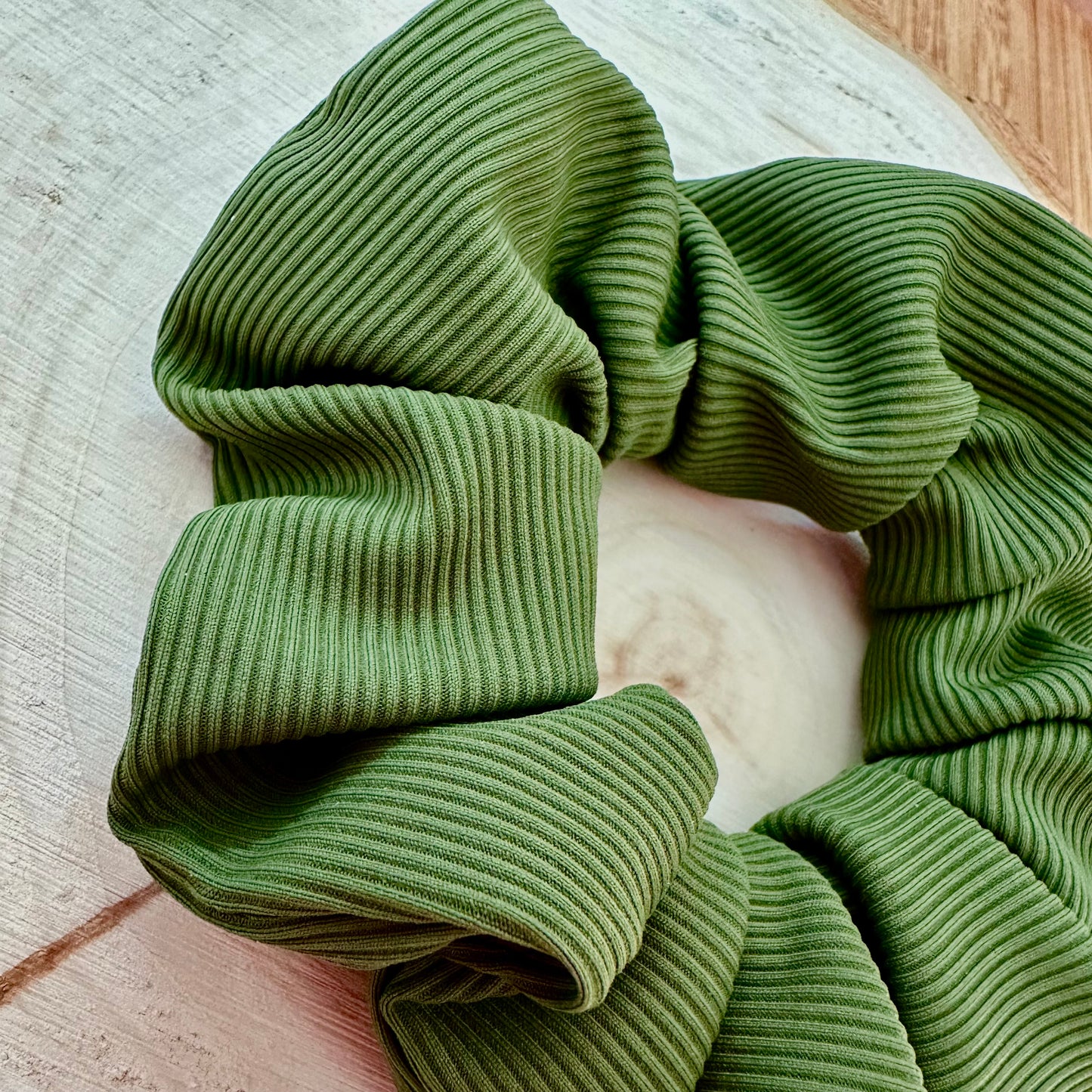 Olive ribbed swim scrunchie