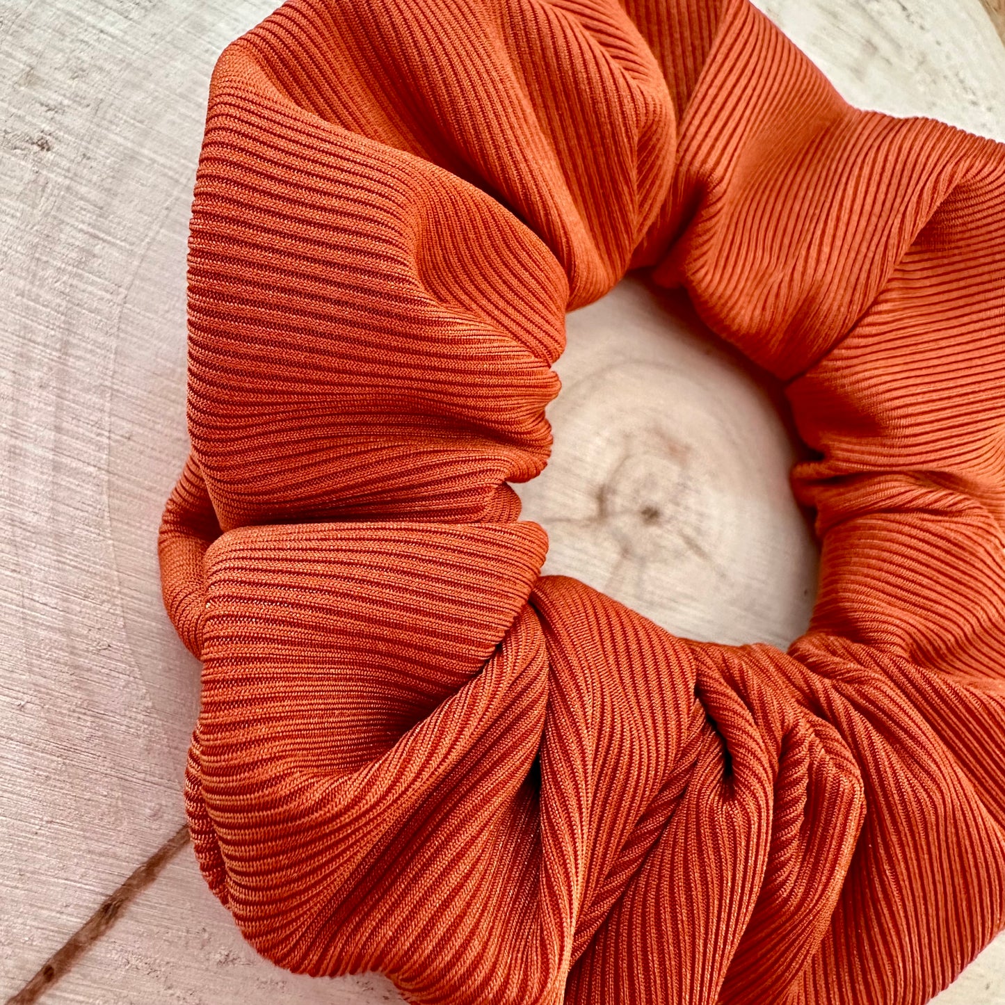 Orange ribbed swim scrunchie