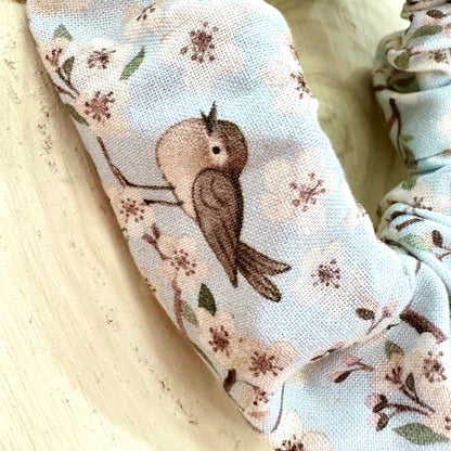 Light blue scrunchie with birds