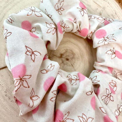 Cream scrunchie with pink flowers