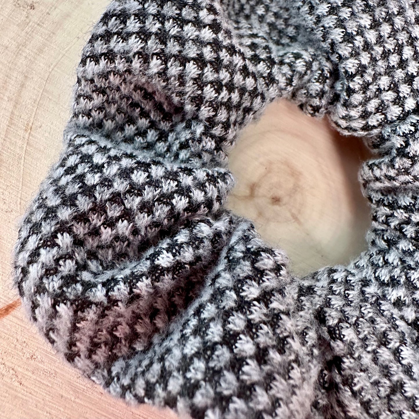 Grey knitted scrunchie