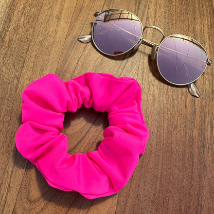 Neon pink swim scrunchie