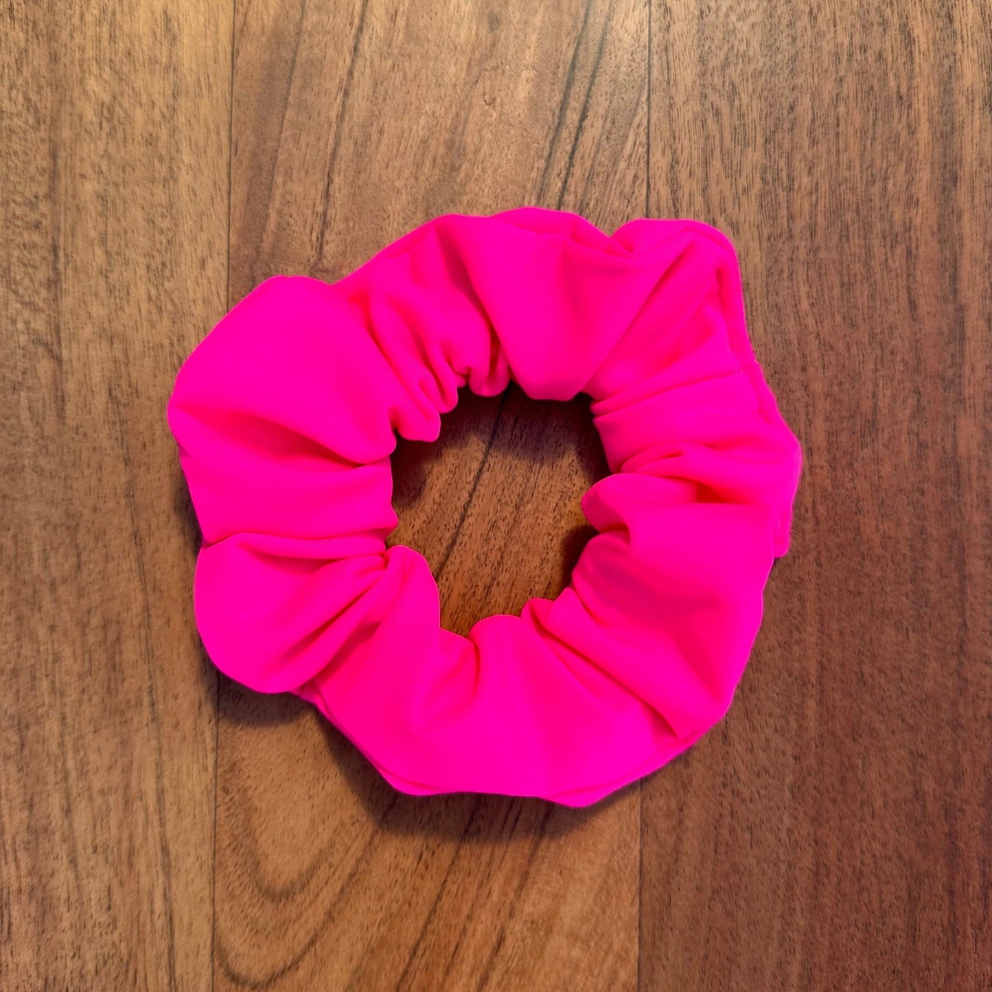 Neon pink swim scrunchie