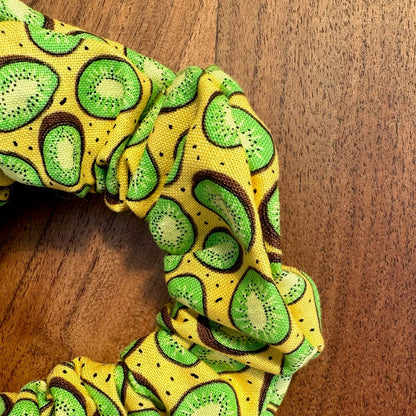 Yellow scrunchie with kiwis