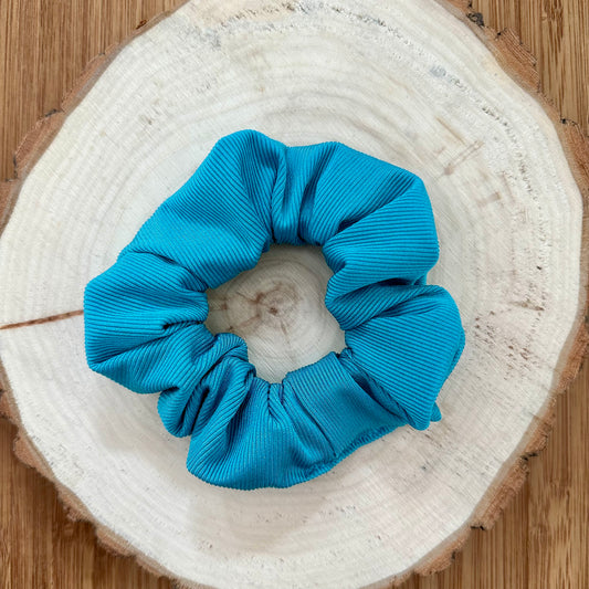 Turquoise ribbed swim scrunchie