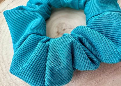 Turquoise ribbed swim scrunchie