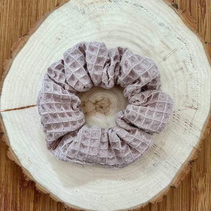 Waffle taupe color scrunchie