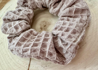 Waffle taupe color scrunchie