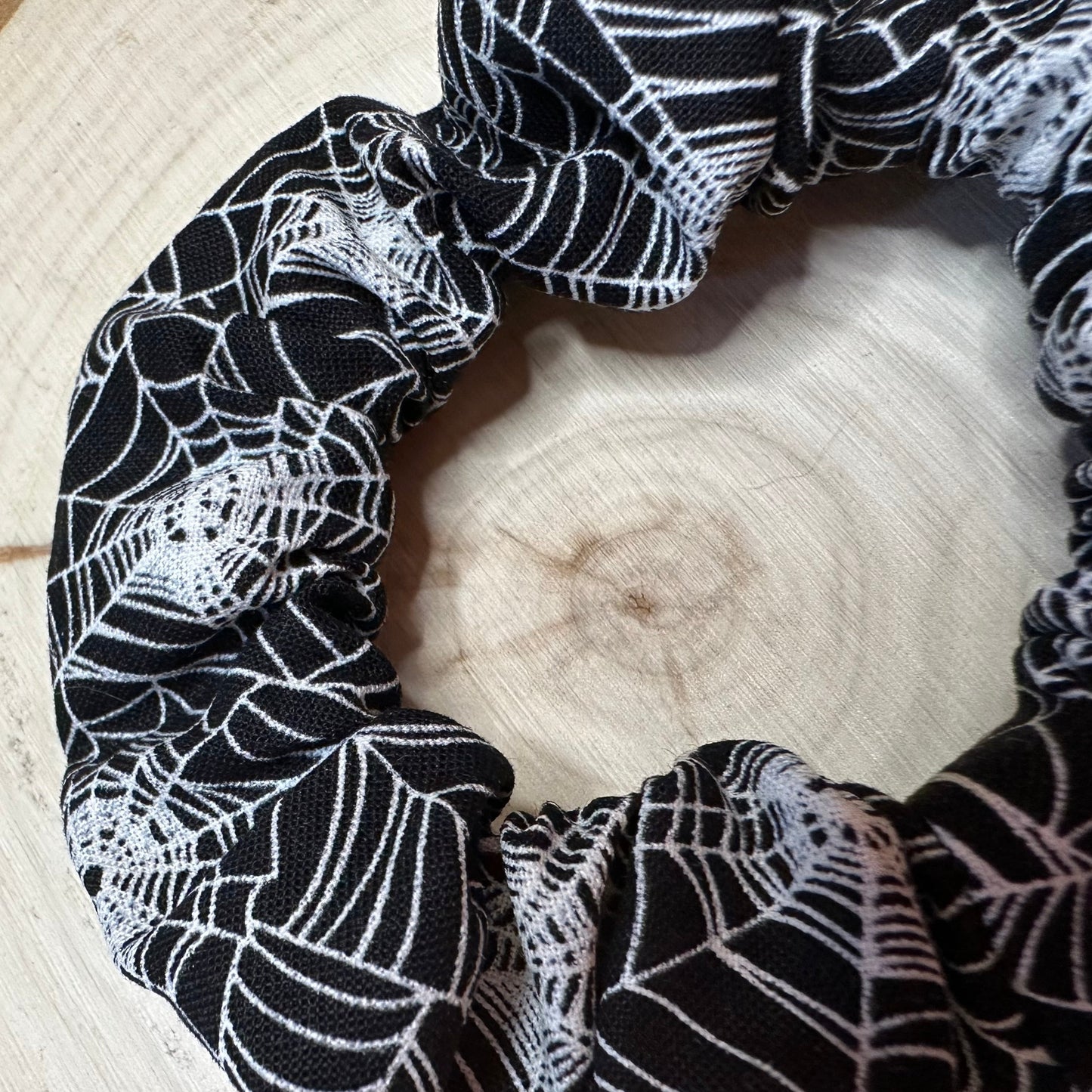 Black scrunchie with cobweb