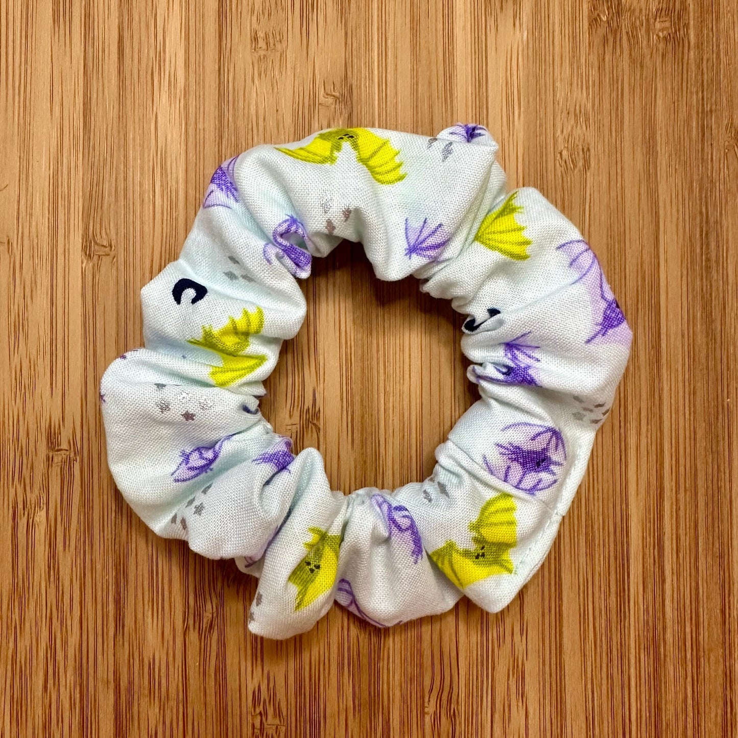 Light blue scrunchie with bats