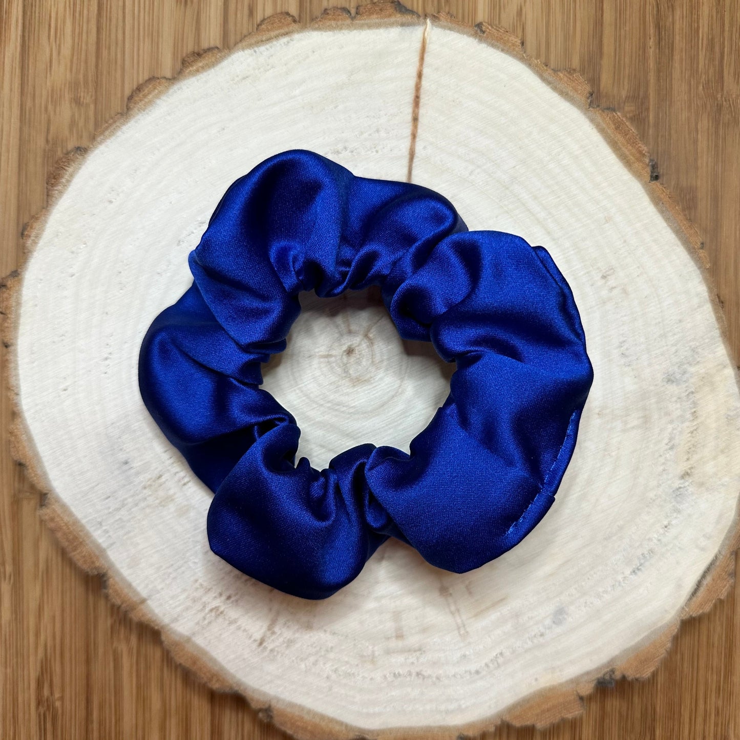 Indigo blue satin scrunchie