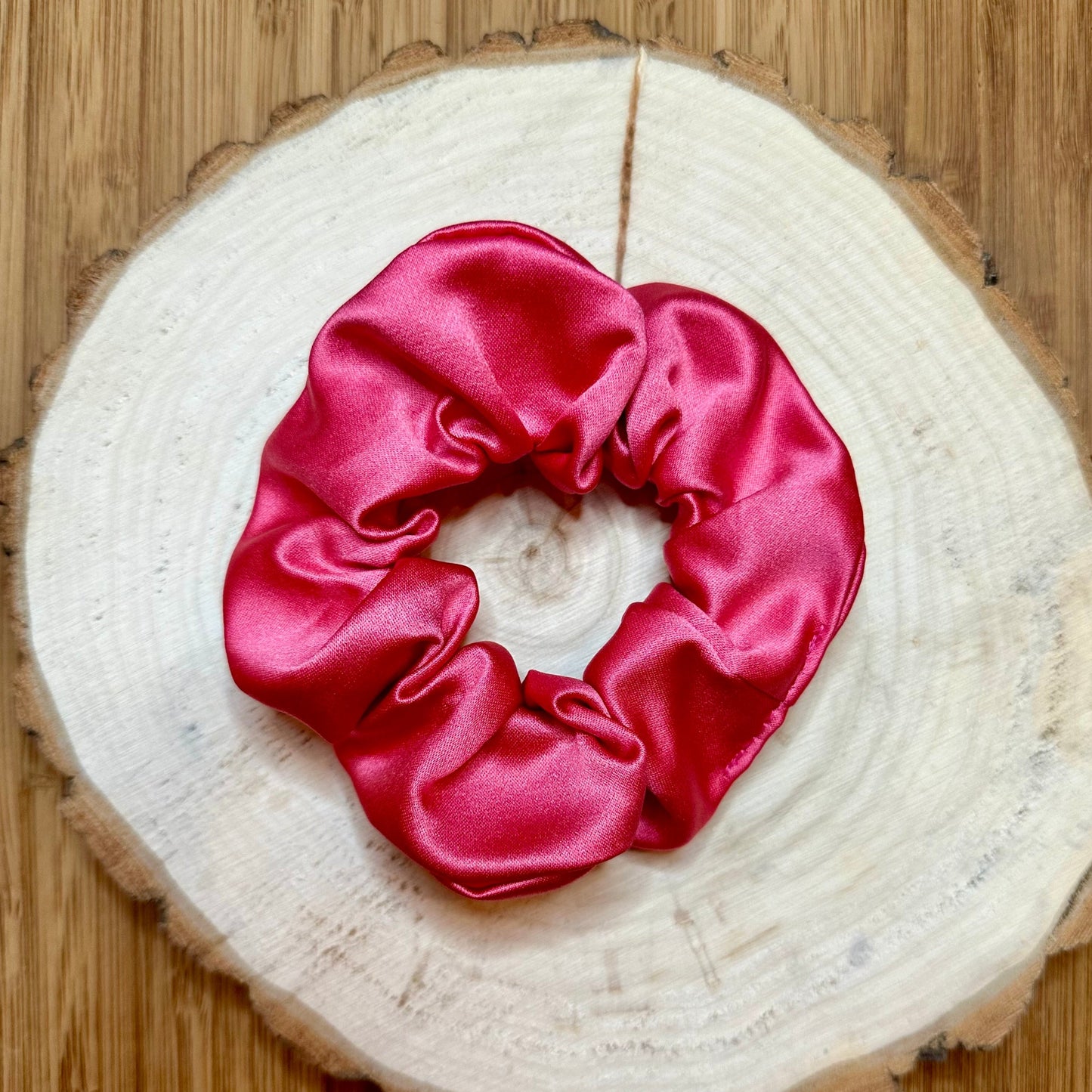 Candy pink satin scrunchie