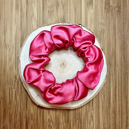 Candy pink satin mini scrunchie