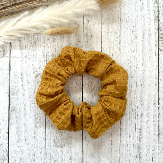 Waffle mustard yellow scrunchie