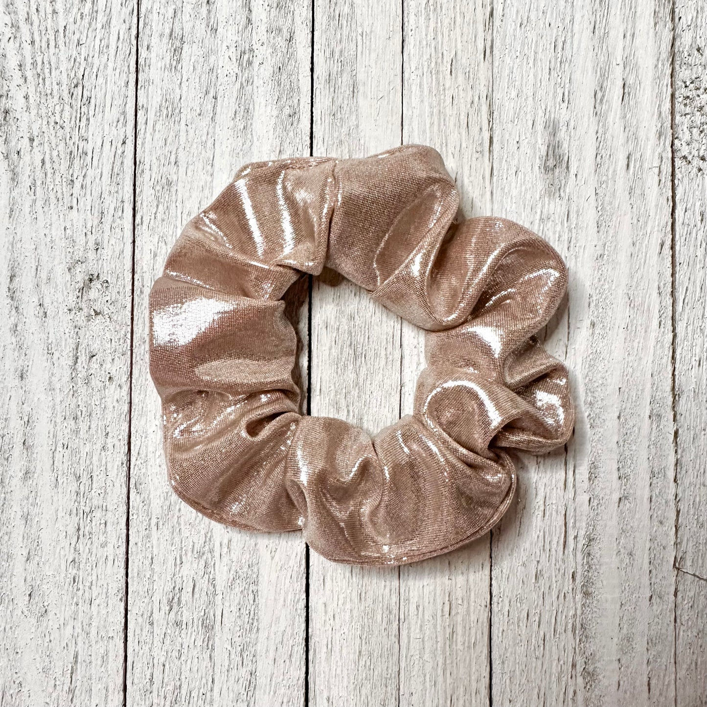 Shiny metallic rose gold scrunchie