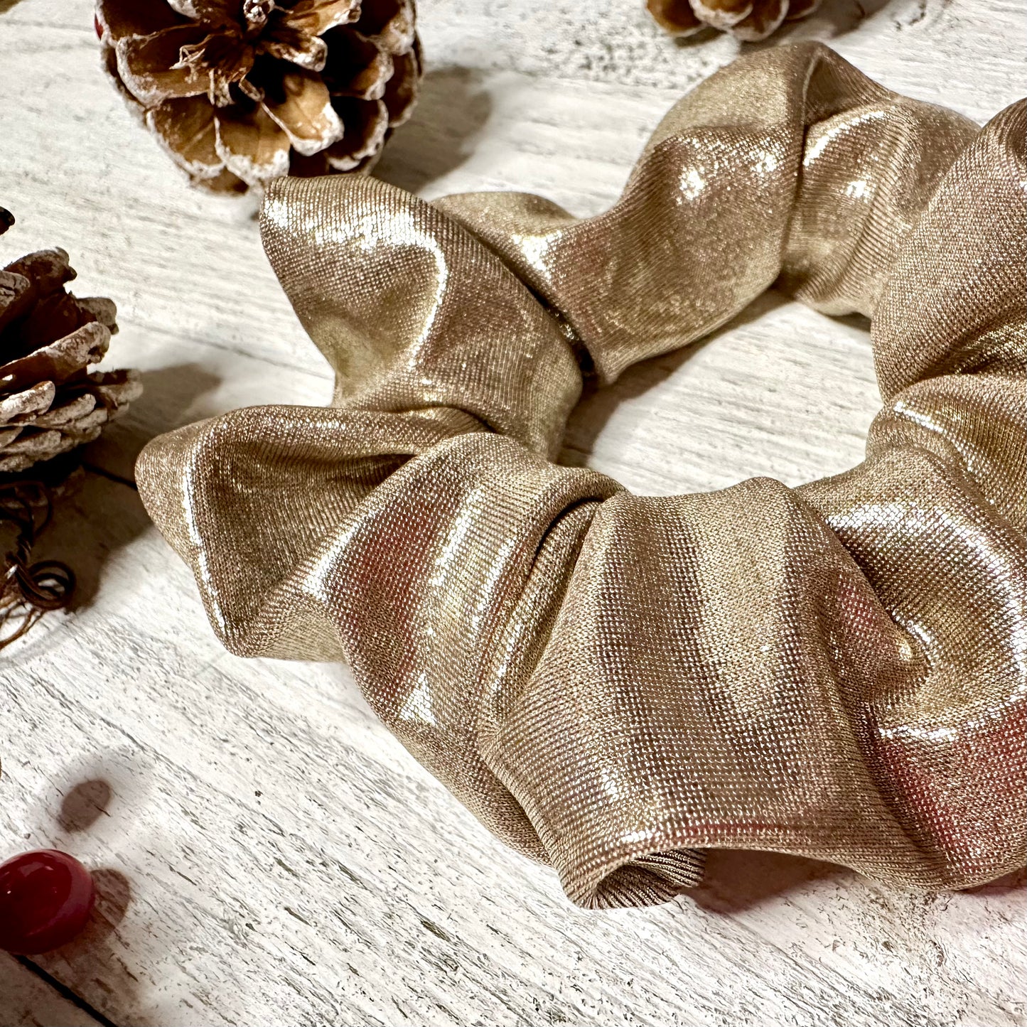 Shiny metallic gold scrunchie