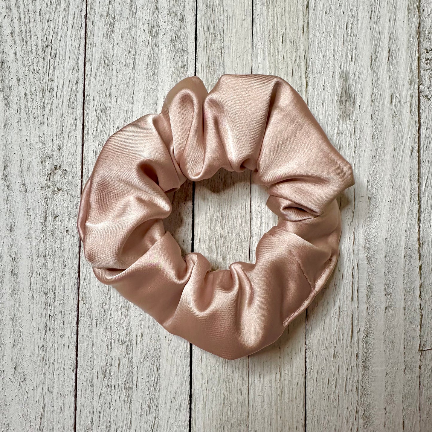 Champagne pink satin scrunchie