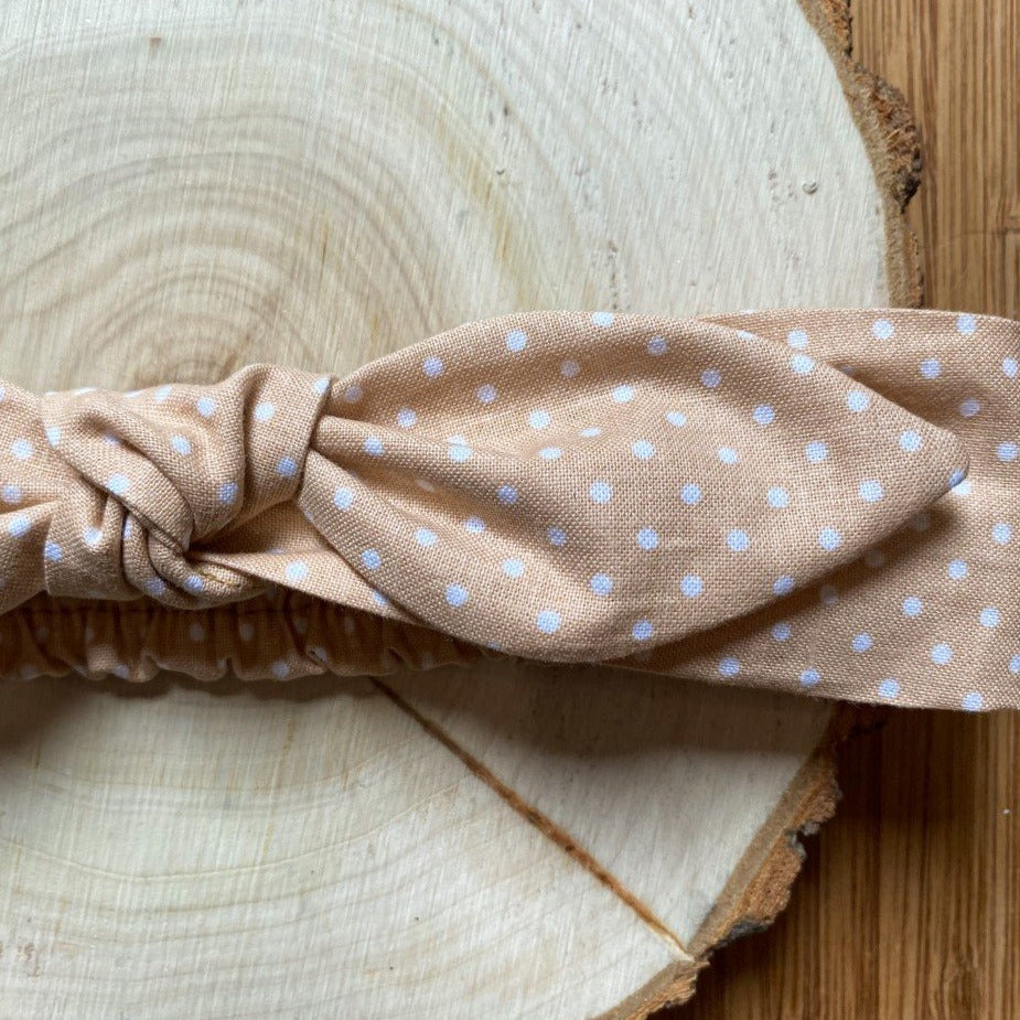 Bandeau cheveux avec boucle beige à pois