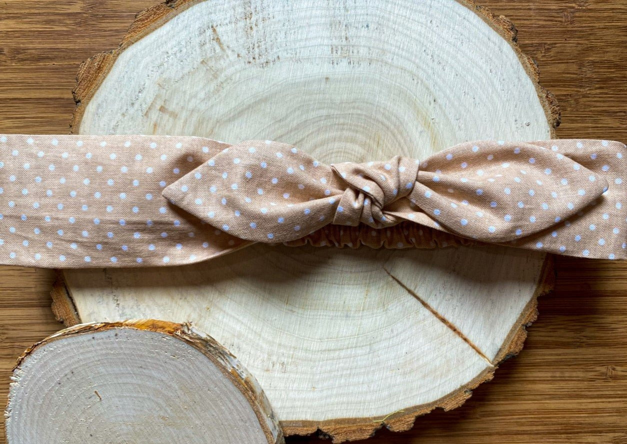 Bandeau cheveux avec boucle beige à pois