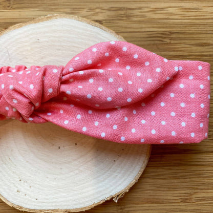 Bandeau cheveux avec boucle corail à pois