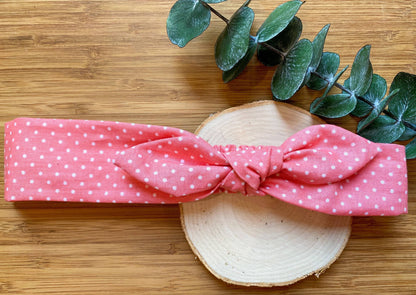 Bandeau cheveux avec boucle corail à pois